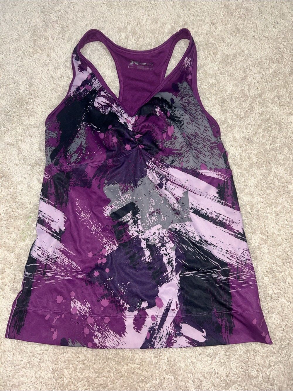 Xersion Purple Abstract Racerback Tank